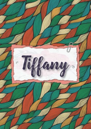 Tiffany: Notizbuch A5 | Personalisierter vorname Tiffany | Geburtstagsgeschenk für Frau, Mutter, Schwester, Tochter | Bunte Abdeckung | 120 Seiten liniert, Kleinformat A5 (14,8 x 21 cm)