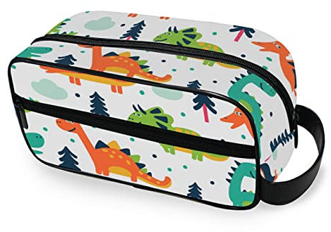 ODAWA Trousse de toilette unisexe en cuir synthétique avec motif dinosaures amusants, Dinosaures drôles, one size