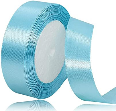 Himmelblau Satinband 25mm x 22Meters Schleifenband Himmelblau Geschenkband Dekoband Stoffband für Geschenk, Basteln, Nähprojekte, Haarschleifen, Brautstrauß, Hochzeits Dekoration