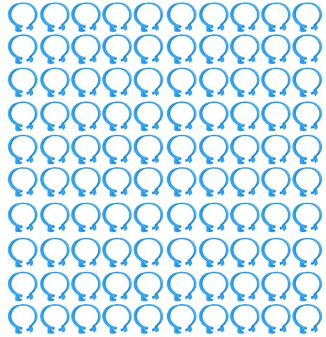 100 Stücke Geflügel Fußring, 25mm Hühnerringe, Blaue Hähnchen Beinringe Geflügel Band, Geflügel Bänder Hühnerbeinringe Kennzeichnung Bein Knöchelbänder Ringe Clip für Ente Henne Gans Truthahn