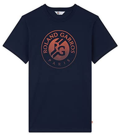 ROLAND GARROS Herren Big Logo Marineblau T-Shirt, Marine, M