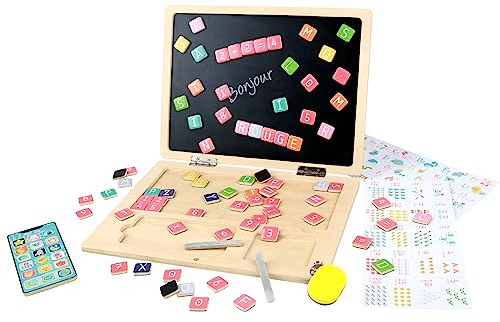 PLANÈTE BOIS - Ordinateur Ardoise Magnétique - FSC - 030241 - Montessori - Multicolore - Bois - Jeu pour Enfant - Tableau - Mon Premier Ordinateur Portable - 30 cm x 22 cm - À Partir de 3 Ans