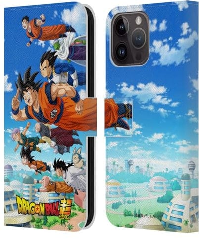 Head Case Designs Officially Licensed Dragon Ball Super Group Universe Survival Arc Leather Wallet Case Compatible With Apple iPhone 15 Pro Max