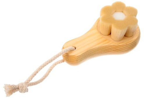 minkissy Gesichts-Waschbürste mit Holzgriff, Porenreinigungsbürste, Peelingbürste, Peelingbürste für Peeling, Schwämme, Kunstfaser, Gesichtsporen