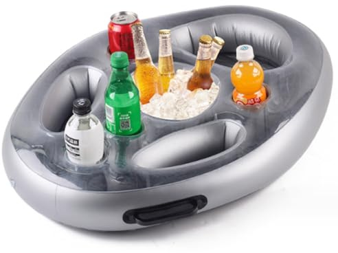 OUKEYI Inflatable Floating Drink Holder with Large Capacity, Fun Pool & Hot Tub Drink Float with Cup Holder, Beverage Swimming Pool Table Float for Adults