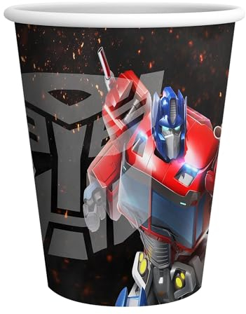Party Factory `Transformers´ 8 Pappbecher 250ml, Einwegbecher, Papierbecher für Kindergeburtstag oder Mottoparty