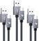 RAMPOW USB C Kabel, [3Pack 1M+2M+2M] iPhone 15 ladekabel 3A, USB Typ C Kabel Schnellladekabel USB C QC 3.0, Ladekabel USB C für iPhone 15/15 Pro, Samsung Galaxy S22/S21/S20/Note10 - Grau, Nylon