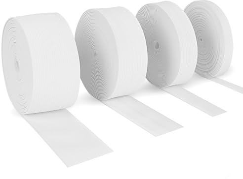 Agoer 20 Meter Gummiband Nähen Breit 10mm 20mm 30mm 40mm Weiß, 4 Stück Gummilitze Breit Gummibänder zum Nähen, Hosengummi für DIY Handwerk - 5 Meter/Stück