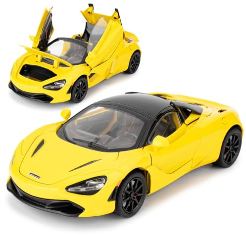 imtfzct 1:24 McLaren 720S Model Car, Diecast Car with Pullback Function, Children's Toy Car with Light and Sound, Model Toy to Collect, Gift for Children (yellow)