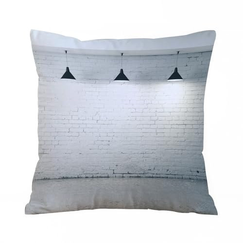 AELKSP Kissenbezug Kissenhülle Haus Dekorativ Für Jungen/Mädchen Wohnzimmer Schlafzimmer Sofa Stuhl Kissenbezüge,Abstrakter Betonziegel mit DREI modernen, minimalistischen Deckenlampen,45x45 cm