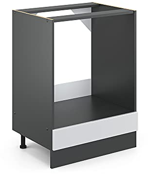 Vicco Meuble pour Four R-Line, Blanc Haute Brillance/Anthracite, 60 cm, PT Chêne