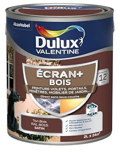 Dulux Valentine Peinture Extérieure Ecran+ Bois - Haute résistance aux intempéries et aux UV, anti-encrassement, couleur longue tenue - Ton Bois 2 L