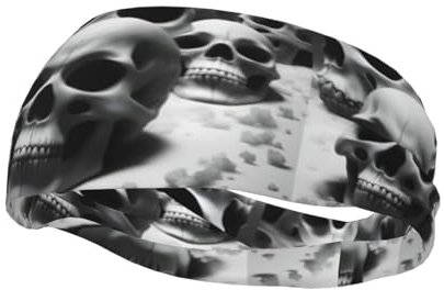 Jbyjbx Schweißband mit Totenkopf-Aufdruck, Unisex, für Erwachsene, feuchtigkeitsableitendes Stirnband für Laufen, Yoga, Fitness