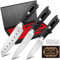 MOSFiATA 3pcs Kitchen Knife Set, Sharp Chef Knife High Carbon German EN1.4116 Stainless Steel Santoku Cooking Knife, Fruit Paring Knife Kitchen Chopping Knives Set with Wooden Handle and Gift Box