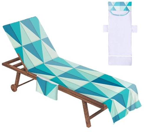 Strandkorb, bunt gestreift, Chaiselongue mit 2 Taschen, bequeme Poolstuhl-Abdeckungen, vielseitige Liege für Telefon,