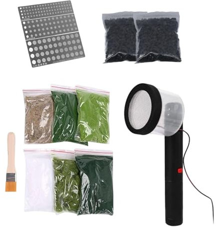 Milageto Mini Static Gras Beflockung mit Platte, ABS Applikator mit Anti-Rutsch-Griff für Beflockung Maschine, tragbare Gras Pflanzer für DIY-Projekt Scenic Modellierung Sand Tabelle Modellierung, CC
