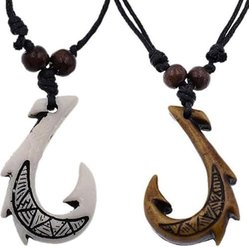 KILNEX Fish Hook Necklace - Maui Hook (2 Pc) Artware- Hawaiian Necklace - Maori Necklaces Jewelry Souvenir, 树脂, 树脂