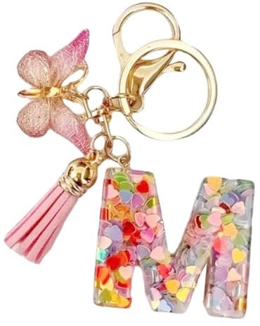 RAMGLYO Porte-clés Lettre M avec Papillon pour Filles Adolescents