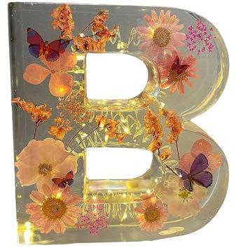 Luce notturna in resina floreale, 2024 nuove lettere in resina con luce LED floreale in resina, lettere luminose per luce notturna, lettere in resina floreale, regalo di compleanno per lei, regalo per