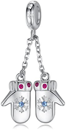 Magic Charms Women's Bead Charm Anhänger 925 Sterling Silber Weihnachtsparty Schneeflocken-Handschuhe Charms für Frauen Beaded Charms Europäische Armbänder und Halsketten Geburtstagsgeschenke