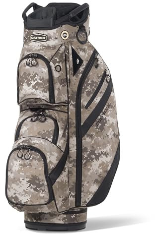Datrek DG Lite III Golf Cart Bag, 14 Way Top with Full Length Individual Dividers, Rubberized Putter Well, Insulated Cooler Pocket, 7 Zippered Pockets, Digital Camo