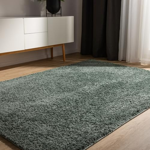 benuta Basic Hochflorteppich Teppich Wohnzimmer Sohari - Hellgrün 120x170 cm - Minimalistischer Look - Weich & Waschbar - Für Schlafzimmer, Flur oder Esszimmer - Geeignet für Fußbodenheizung