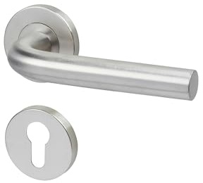 Yale Diana Maniglia con Rosetta per Cilindro, Modello 35-S4DI-RRCY-88-3101, Acciaio Inox 304, Satinato, Regolabile, per Porte Interne, Facile Installazione