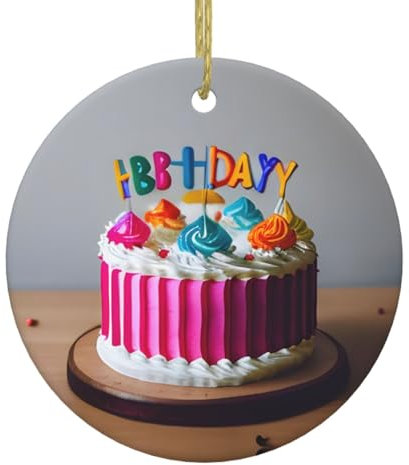 sttung Decorazione da appendere a forma di albero di Natale con scritta Happy Birthday, in ceramica, decorazione natalizia per la casa