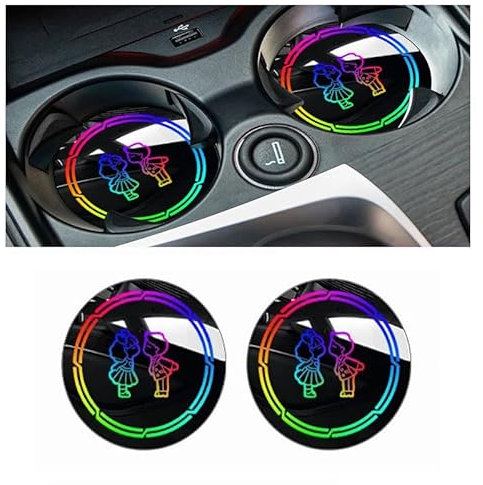 GNTHERF 2PCS Car Cup Coasters,for Audi Q2 Q3 Q4 Q5 Q7 Q8 Q9 S1 e-tron Shockproof Anti-Slip Silicone Heat Insulation Auto Insert Drink Holder Coaster Accessories