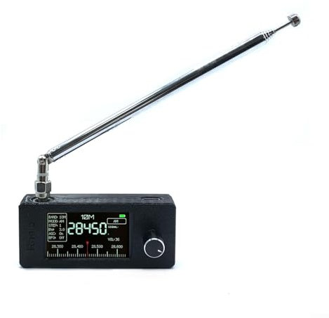 Radio de poche portable HF SW - Radio numérique de poche - Radio stéréo avec antenne en boucle - Batterie intégrée de 800 mAh - Noir - Tige de traction