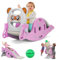 3-in-1 Coordination Training Slide Rocking Horse for Toddlers, Indoor Playset with Mini Basketball Hoop and Safety Handles, Plastic Ride-On Toy for Ages 1-6 Pink