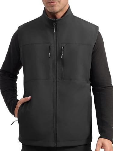 FREE SOLDIER Herren Winterweste Warme Freizeit-Fleeceweste Winddichte Reversible Ärmellose Softshell Weste für Arbeit und Wanderungen
