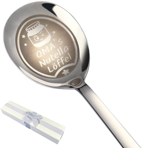 NGTSFLY Nutella Löffel Personalisiert Nutella Geschenke 12 Designs Geschenk mit Graviertem Namen (Silber)