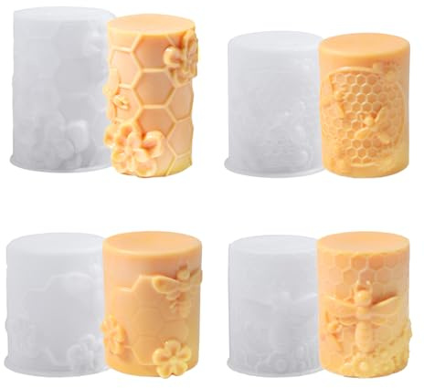 Bekecidi 4 PZ stampi per candele a nido d'ape in silicone, cilindri stampi per candele in resina epossidica stampi per candele pilastro per la fabbricazione di candele 3D sapone aromaterapia cera