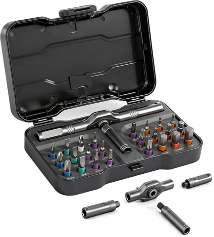 Set di cacciaviti a cricchetto 24 in 1, cacciavite magnetico cacciavite a cricchetto, 25 pezzi set di cacciaviti per orologiaio per montaggio mobili, fai da te e computer
