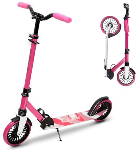 Nattork Kick Scooter - Roller Kinder bis 100 Kg für Teenager & Erwachsene, Cityroller Tretroller Höhenverstellbarer & klappbar, Kinderroller mit 200 mm Große Räder