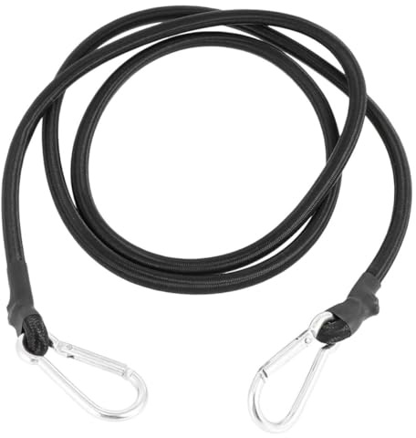 Elastischer Spanngurt 2m Schwarz Polyester Metall für Motorrad | Schnellverschluss, Sichert Schwere Lasten, Kompakt Verstaubar, Fahrzeug und Auto, Elegant