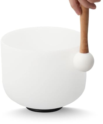 Mreryyse 8 in G Note Crystal Singing Bowl for Heart Chakra Healing, White | 99.99% Pure Quartz, Quartz Singing Bowl for Meditation, Sound Therapy, Chakra Balancing, Deep Resonance