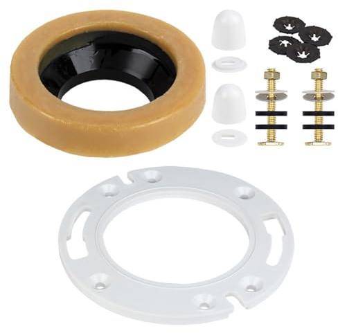Hoppipola Toilet Flange Wax for Ring Kit with Bolts and Screws, Sealed Gasket WC Installation, ABS and Carbon Steel Fixing Set
