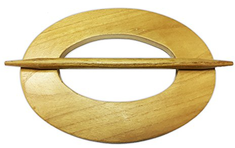 Tilldekor Raffspange OVAL, Holz, helles-Holz (natur), Gardinenspange mit Befestigungsstab