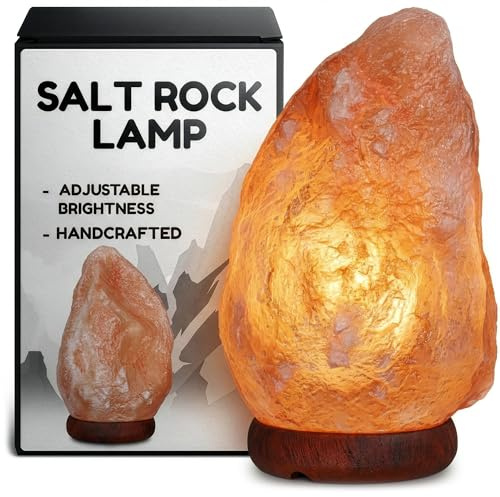 Himalayan Salt Rock Lamp with Dimmer – Hand-Carved Himalayan Salt Lamp Night Light 5.5–7 with Adjustable Warm Glow for Sleep & Relaxation