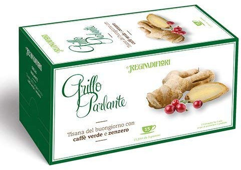 6 CONFEZIONI DI TISANA REGINA DI FIORI GRILLO PARLANTE CON CAFFÈ VERDE E