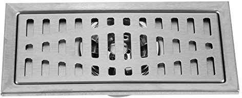 Pack de 2 Rectángulo de Acero Inoxidable Desagüe de Piso Cuarto de Baño Ducha Azulejo Insertar Rejilla de Residuos de Piso Anti-obstrucción con Tapa Extraíble para Cocina, baño, Garaje y S 20cmx10cm