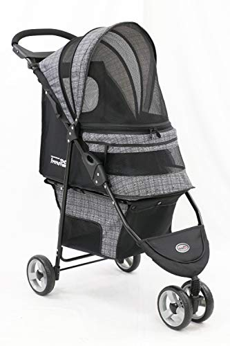 Innopet Avenue Meliertes Grau Leichter Hunde- & Katzenbuggy - Regenschutz inklusive - Kompakter Stadt-Hundewagen - faltbarer 2-Rad-Buggy mit Sicherheitsleinen & Aufbewahrungskorb