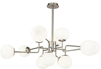 Maytoni Moderne Kronleuchter Erich 12 xE14 excl. Nickel aus Glas, Metall Energieeffizient 40W für Küche, Schlafzimmer, Wohnzimmer, Esszimmer, Lobby