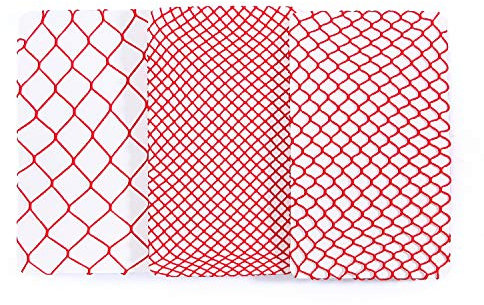 LittleForBig Medias Cintura Alta Malla de Red de Pesca 3 Pares Rojo