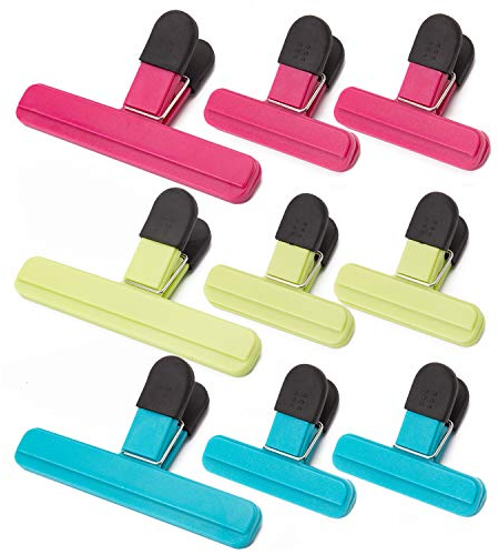 9 Pieces Large Chip Bag Clips Food Clips Heavy Duty Air Tight Seal Grip Assorted Colors 2 Size