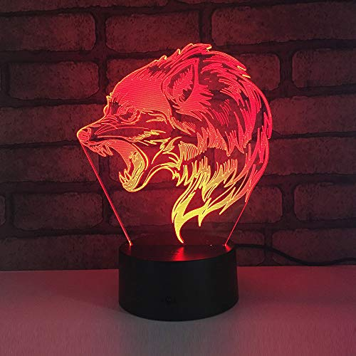 Jinson well 3D Wolf Lampe led Illusion licht Nachtlicht nacht licht 7 Farbwechsel Touch Tisch Schreibtisch Dekoration Lampen Acryl ABS Base USB Kabel Spielzeug