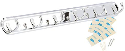 Lantelme Edelstahl Hakenleiste bis 30kg Tragkraft mit Klebepads oder Dübel | Für Küche oder Badezimmer als Kleiderhaken Küchenleiste für die Wand | Stabiler Halter für Jacken Mantel und Küchenhelfer