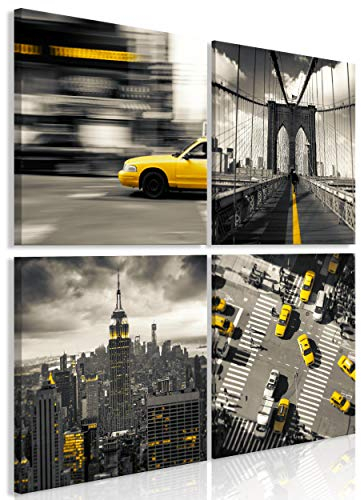 decomonkey Bilder Set Stadt New York 4 Teilig- jedes Teil 30x30 cm | Leinwandbilder Bild auf Leinwand Vlies Wandbild Kunstdruck Wanddeko Wand Wohnzimmer Wanddekoration Deko City Brücke